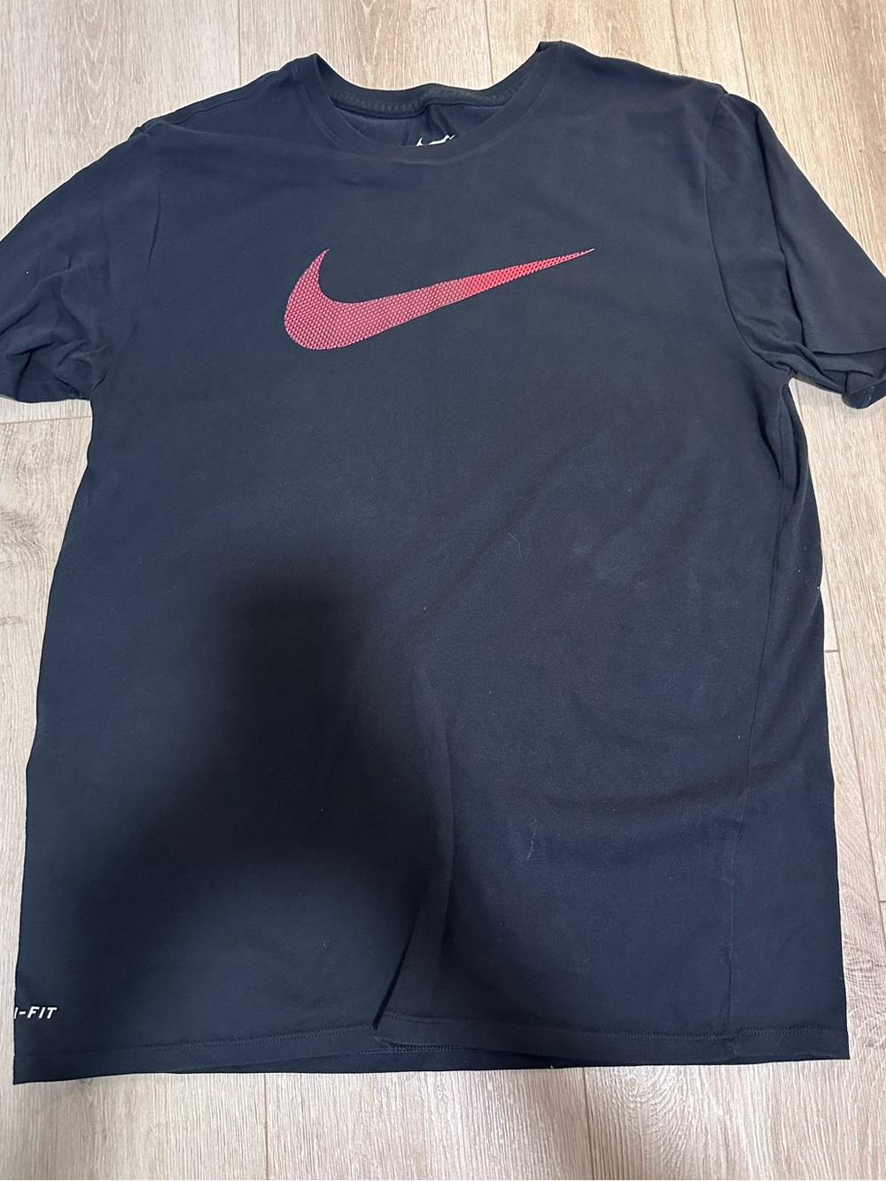 Nike Black Short Sleeve Dri-FIT Tee with Red Swoosh